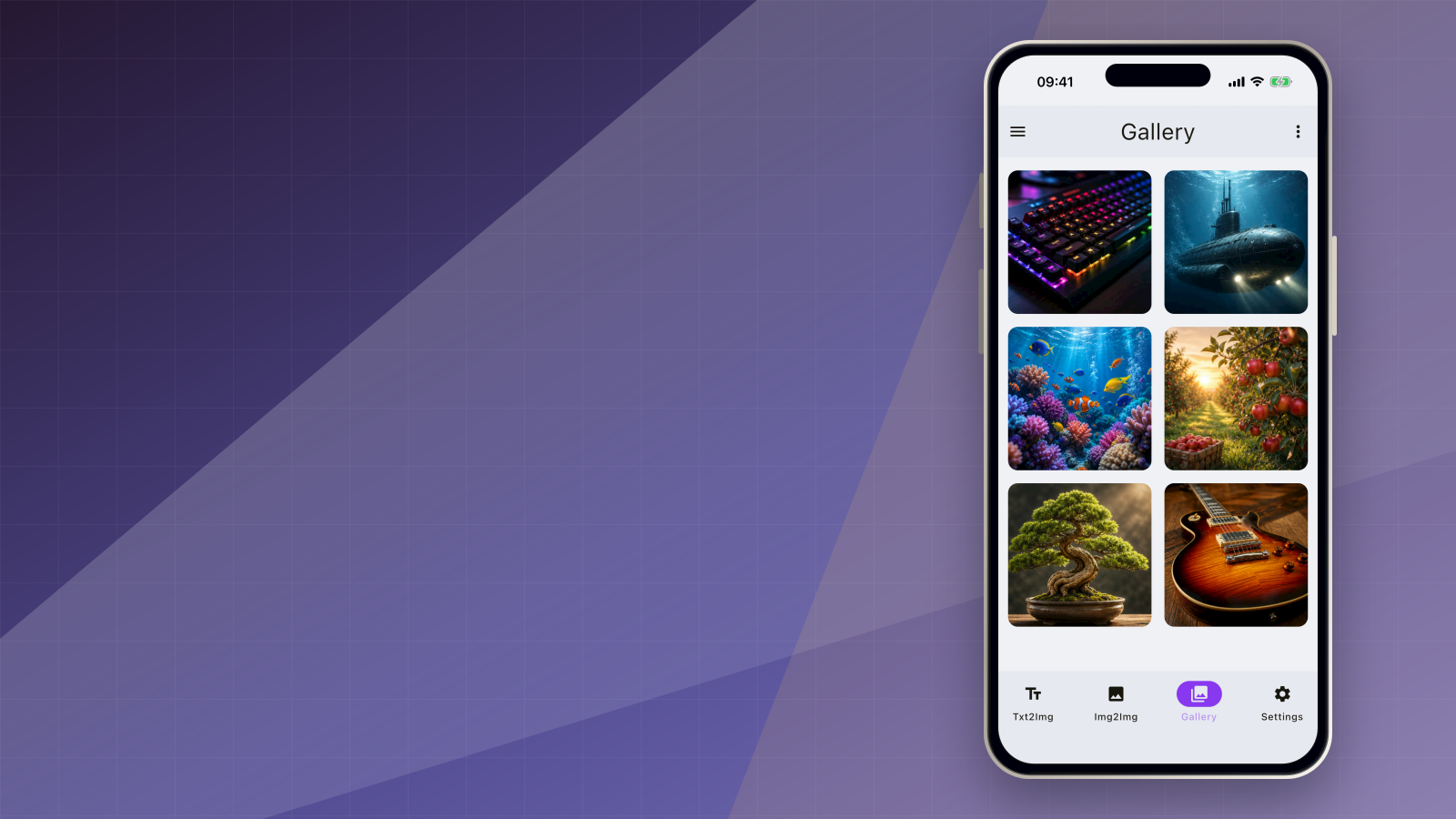 SDAI gallery for generated AI images on an iPhone